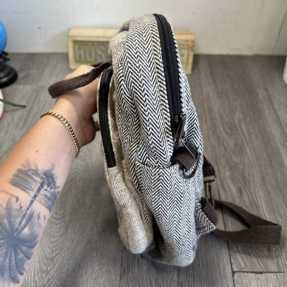 Handmade Pure Himalayan Hemp Backpack Travel Hippie Small Padded Compartment Med main image 9